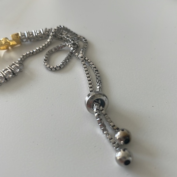 Macys Love Adjustable Bracelet with Fine Silver, Gold and Crystals - Picture 6 of 9